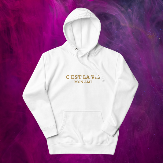 Siuvinėtas džemperis su gobtuvu C'EST LA VIE